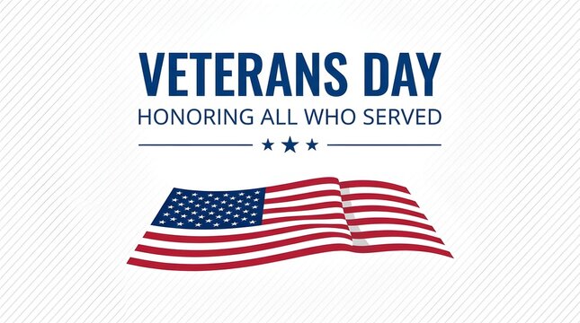 Red, white, and blue ribbon honoring veterans day flag stars stripes