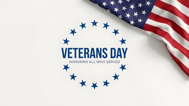 Red, white, and blue stars with veterans day text on flag background