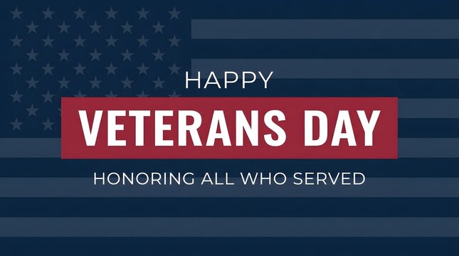 Red, white, and blue veterans day greeting banner with stars