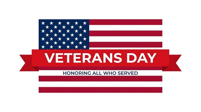 Red, white, and blue veterans day banner with american flag stars
