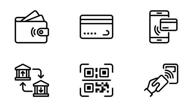 Fintech and Digital Payment Line Icon Set