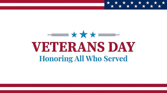 Red, white, and blue veterans day poster with stars and text banner