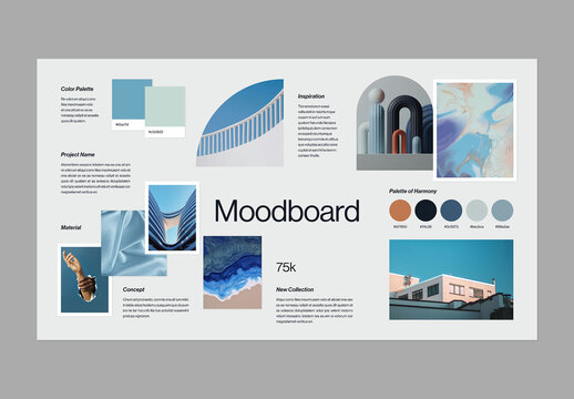 Moodboard Layout with Blue Accent