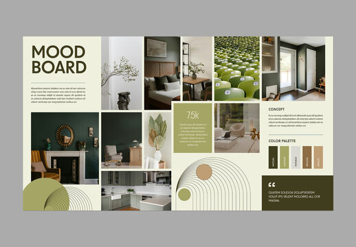 Moodboard Layout with Green Accent