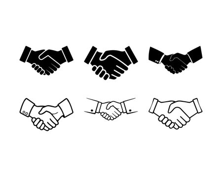 Business Handshake Vector Icon Set for Partnership Deal and Agreement