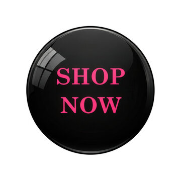 Stylish red shop now button with glossy black background