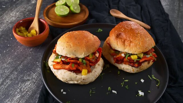 Authentic Mexican street food torta al pastor