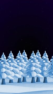 Animation of winter scenery at christmas over aurora