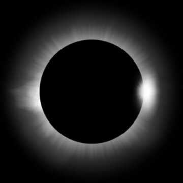 Lunar total eclipse, black and white fantasy illustration