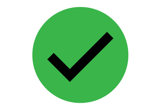 black check mark sign inside green circle for verified button success sign transparent background