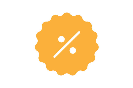 Yellow discount percentage icon minimalist offer badge symbol png file with transparent background