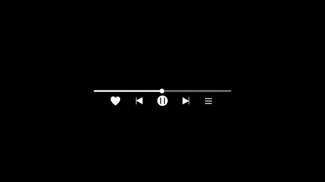 audio or video player progress loading bar,Video and audio music play button icon on white background, Modern video player timeline 4k 