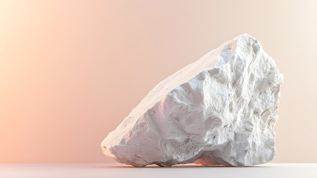 3d render of matte white plaster smooth stone boulder used as a product mockup display...