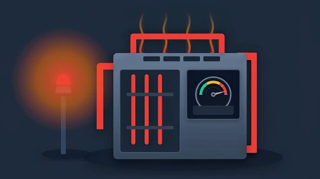 Industrial machine critical temperature warning animation