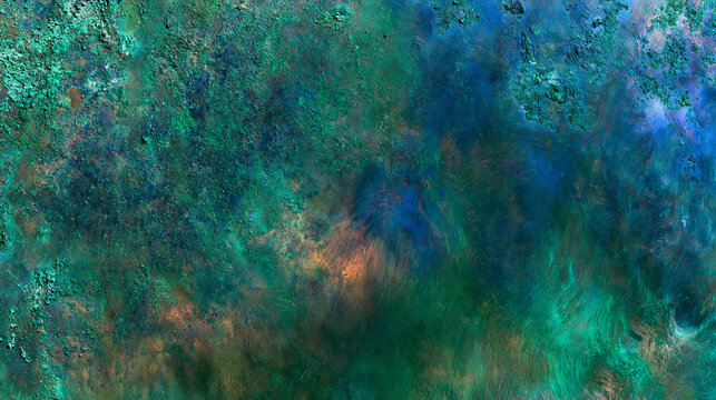 Abstract Oxidized Copper Texture Background with Blue and Green Patina