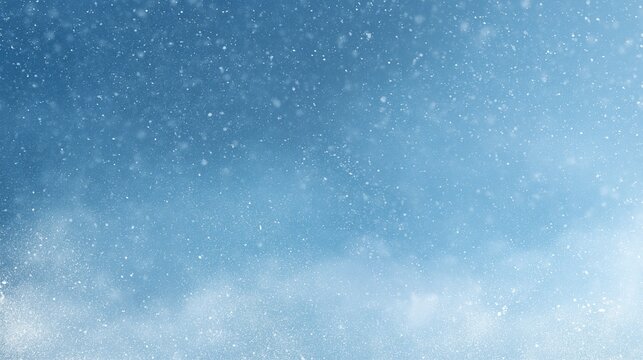 Abstract winter frosted background with pale icy blue gradient, silver snow crystals and elegant sparkles