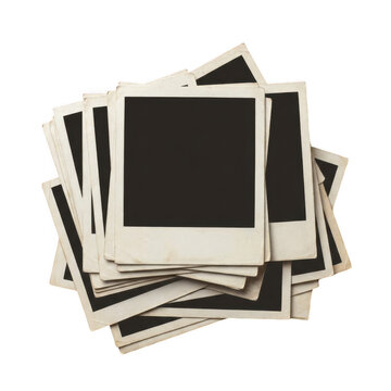 Stack of blank vintage polaroid photo frames