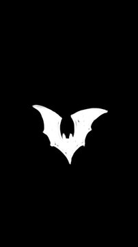 Vertical 4K video. Loop animation for keying. Black, white and green bat is flying on black, white and green. Concept of Halloween party, 31 October, 1 November, animal, fear, fall, sale, fly
