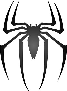 Stylized black spider logo graphic symbol for web design and branding isolated on white background