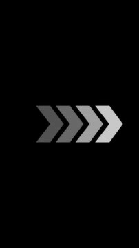 Minimalist rightward pointing chevron animation icon on black background arrow right motion pointer direction arrow right motion pointer direction