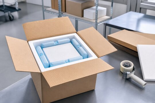 Insulated shipping package with reusable cold packs and molded liner for temperature sensitive goods and reliable cold chain delivery campaigns