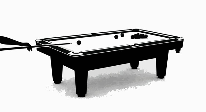 pool table silhouette with player hand and cue