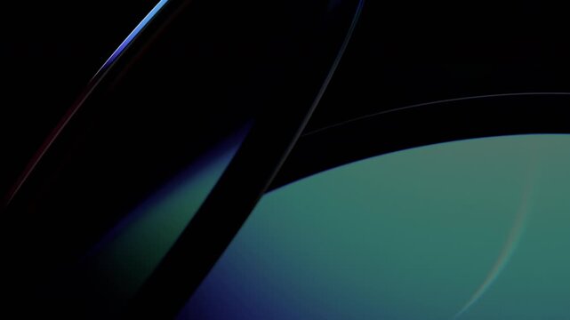 Abstract animation, dark background with color refraction on glass, 4k seamless loop 3d animation