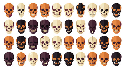 Obraz premium Zombie Dead Skull Collection. Vector Template Set. Dead Head Series. Halloween Art. Terrifying Skulls isolated on White Background