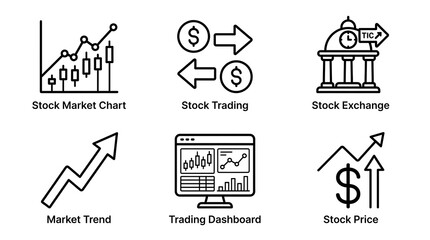 Fototapeta premium Stock Market and Trading Line Icons Set
