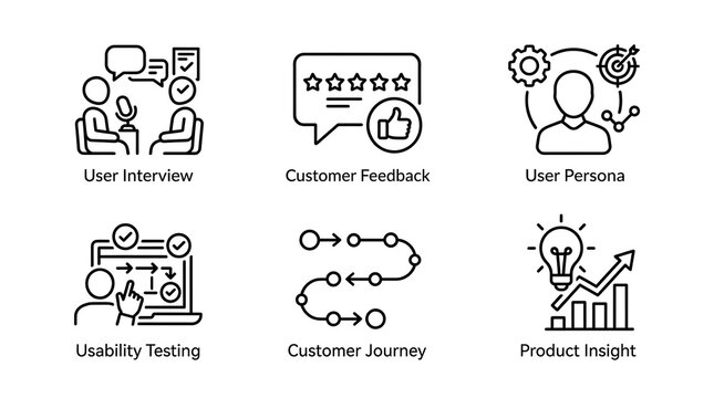 UX and User Research Minimalist Line Icon Set