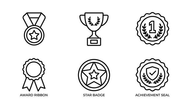 Award and Achievement Thin Line Icon Set