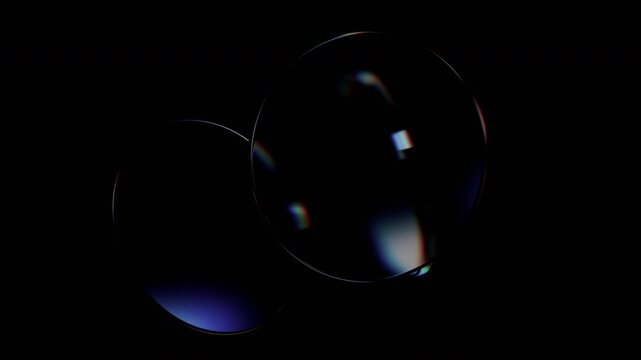 Abstract background of rotating glass circles, 4k seamless loop 3d animation