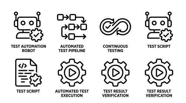Software Test Automation Icon Set for DevOps and QA