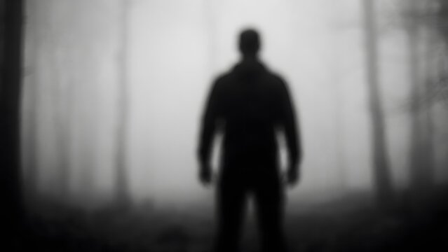 Silhouette of businessman walking in dramatic backlight for corporate success concept