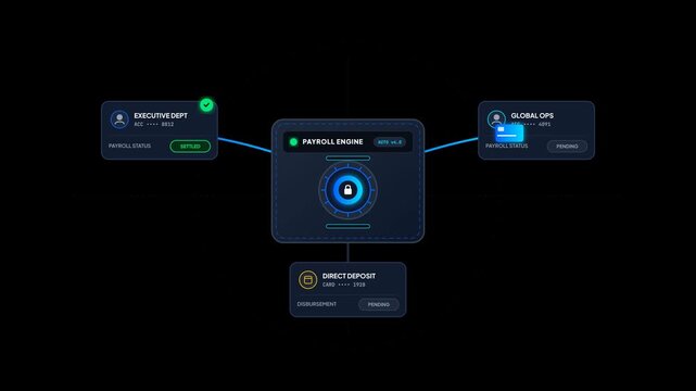 Modern Automated Payroll Engine Interface for Corporate Finance System Motion Graphics Animation