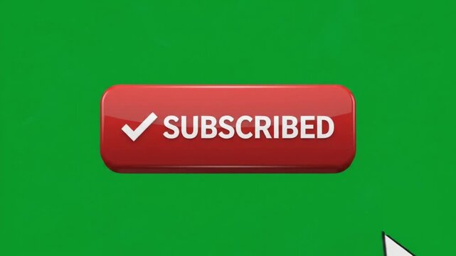 3D rendered red subscribed button with checkmark on green background a 3D with the text