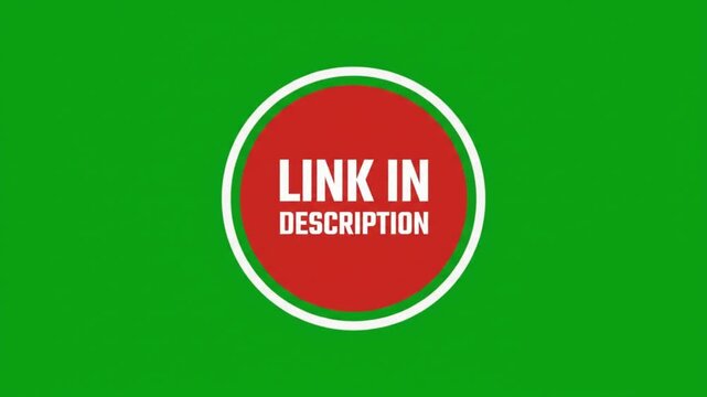 Red circle graphic with text link in description on green background a digital motion graphic