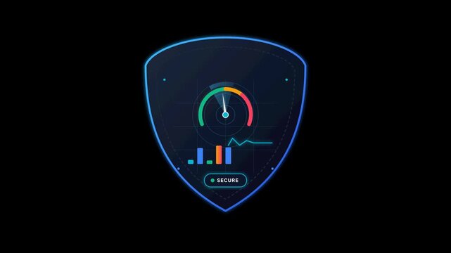 Cybersecurity Risk Monitoring Shield Animation for Business Data Protection Loop