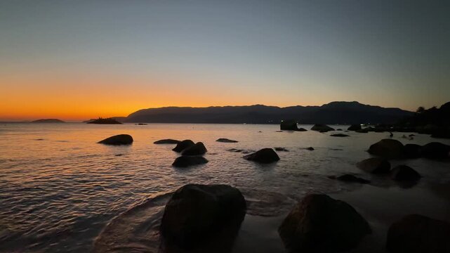 Wonderful sunset at Juli&atilde;o Beach in Ilhabela, S&atilde;o Paulo, Brazil.