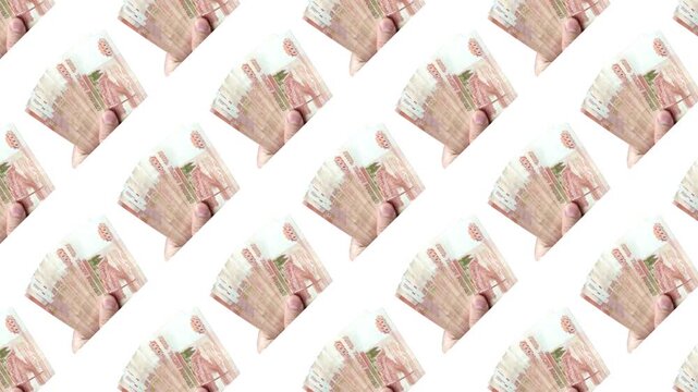 Counting money with different bills on a table in a simple indoor setting