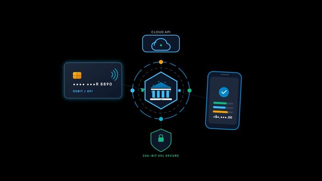 Open Banking API Ecosystem Digital Financial Network Motion Animation Footage