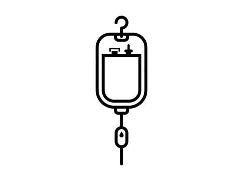 Medical iv drip bag hanging on hook