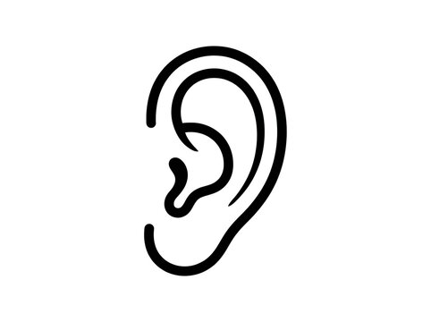 Simple black outline ear icon