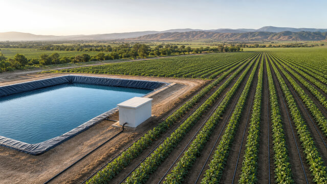 Recycled Water Precision Drip Irrigation across Agricultural Crop Rows