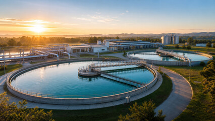 Municipal Drinking Water Treatment Plant with Circular Clarification Basins