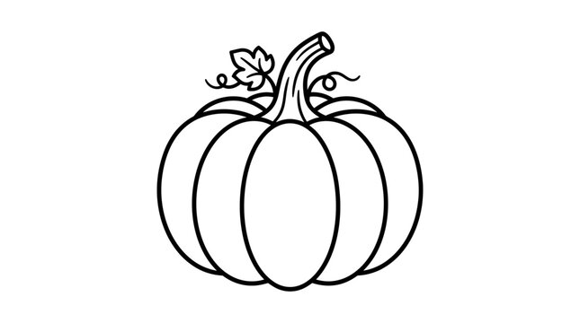 A pumpkin illustration presents a black silhouette against a white background