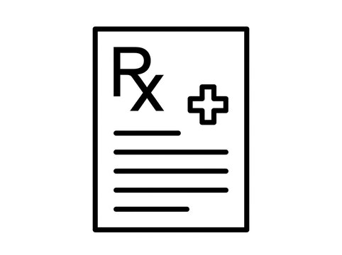 Prescription pad with rx symbol and plus sign