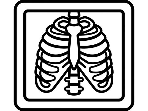 Human rib cage and lungs medical diagram icon