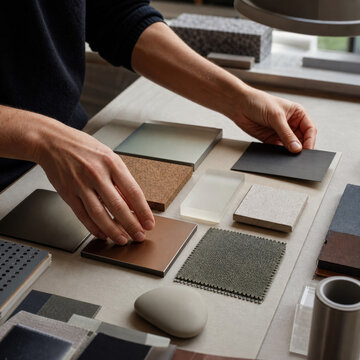 Materials and Color Designer Arranging CMF Sample Board