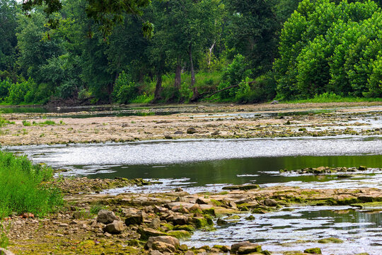 Low water level in a drying river